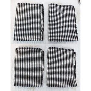 4 Pc Black Plaid Gingham Place mats Set Casual Picnic Country Classic Fabric